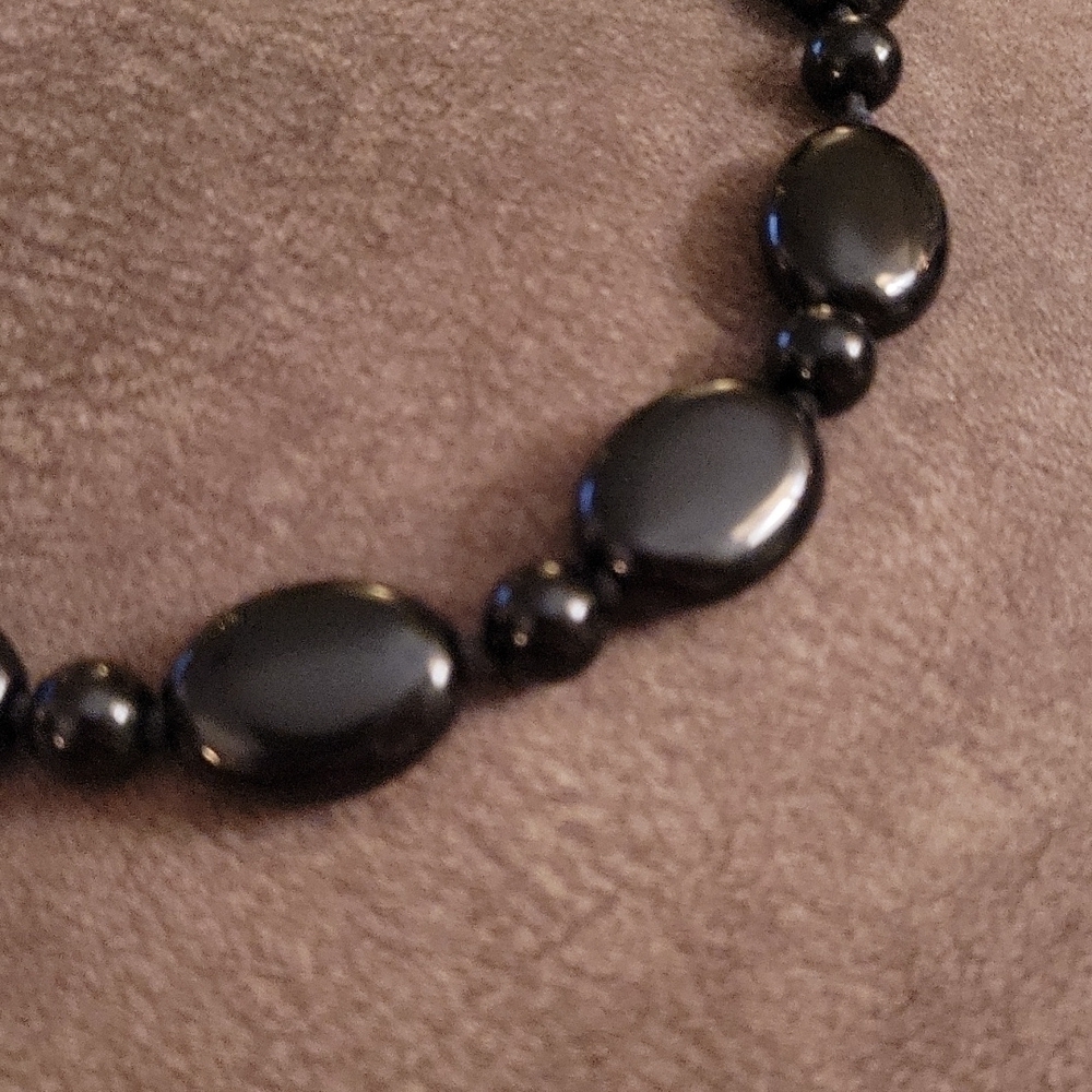 VTG Onyx Bead Knotted Collar Necklace - Picture 3 of 5